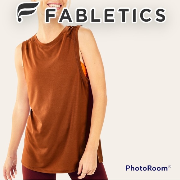 FABLETICS MAHOGANY MONET V-BACK TIE TANK - Picture 1 of 8